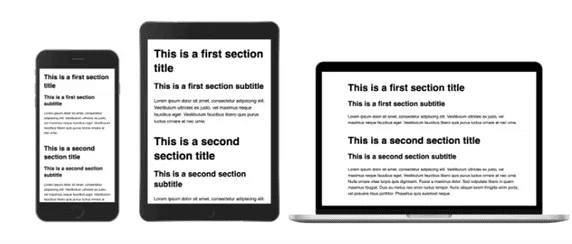 Illustration showing three devices with their different screen sizes.